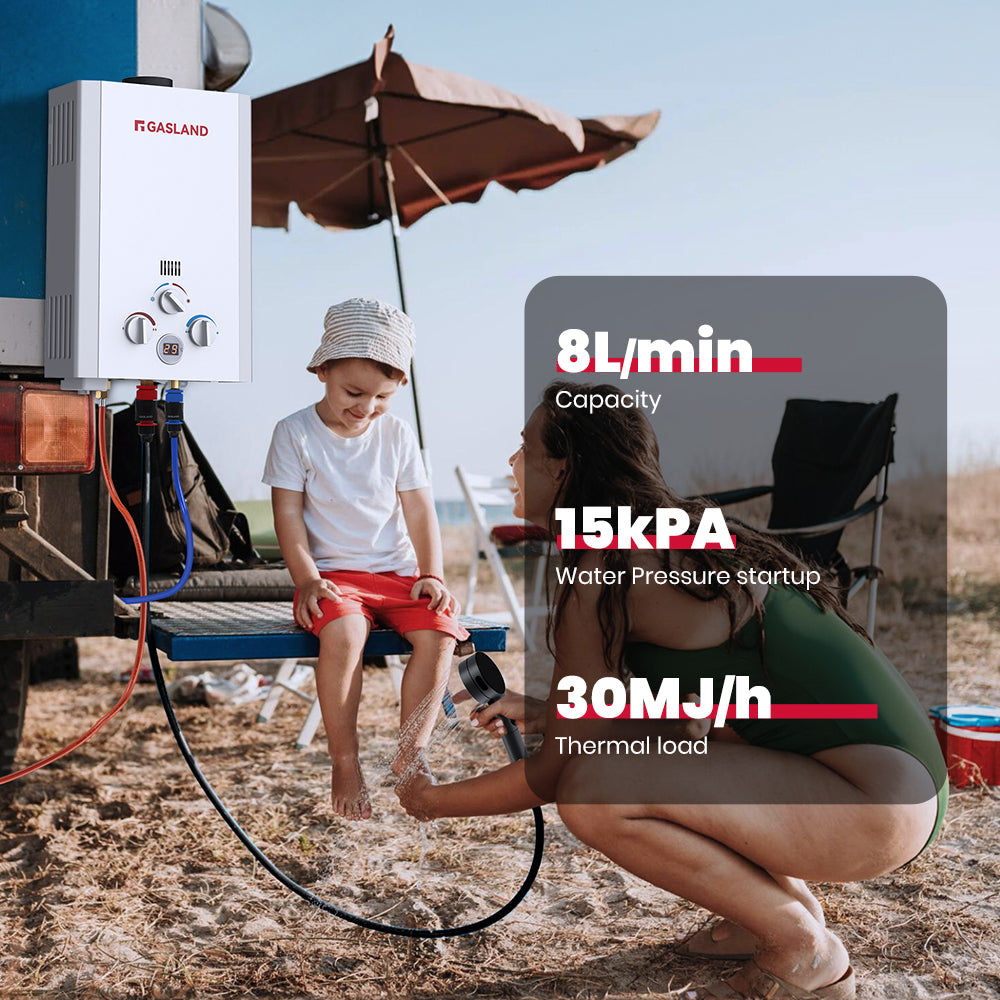 GASLAND-Gas Propane Water Heater With Rain Cap - White