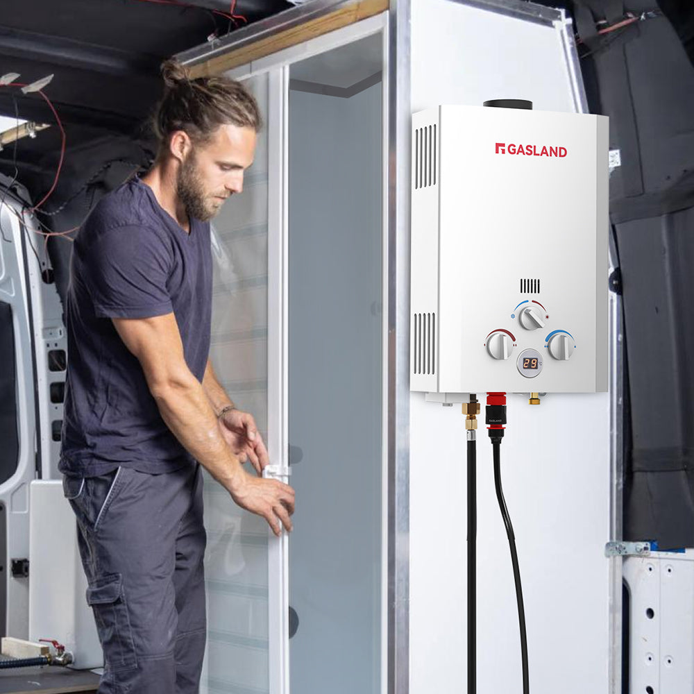 GASLAND-GASLAND 8L Tankless Propane Water Heater with Pump & Rain Cap
