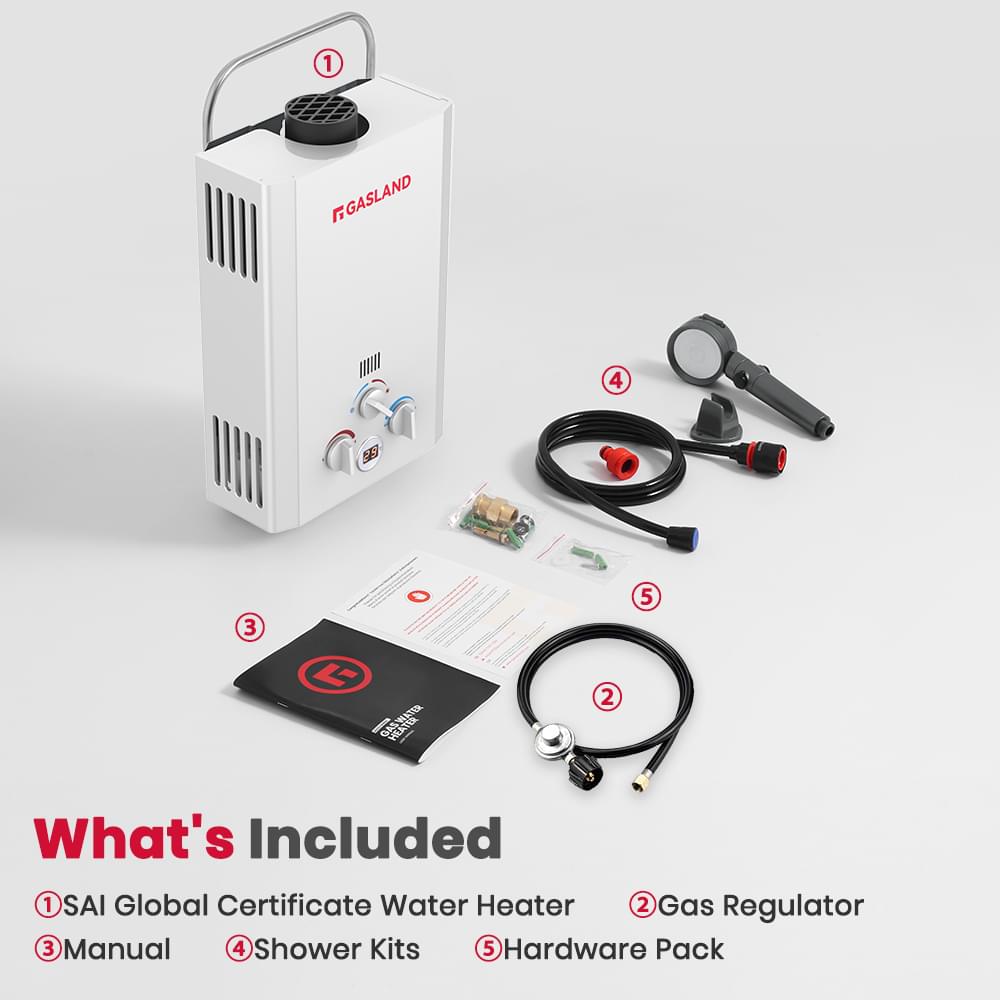 GASLAND-Gas Propane Water Heater With Rain Cap - White