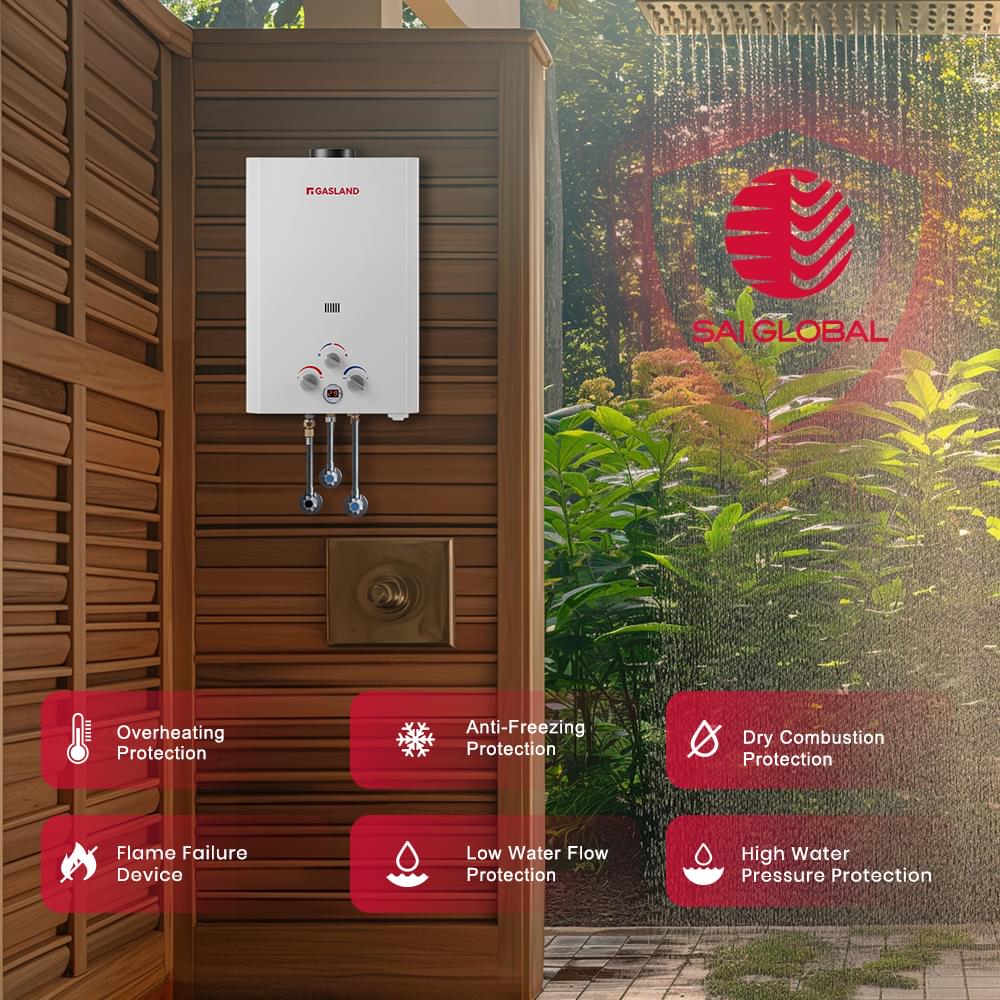 GASLAND-Gas Propane Water Heater With Rain Cap - White