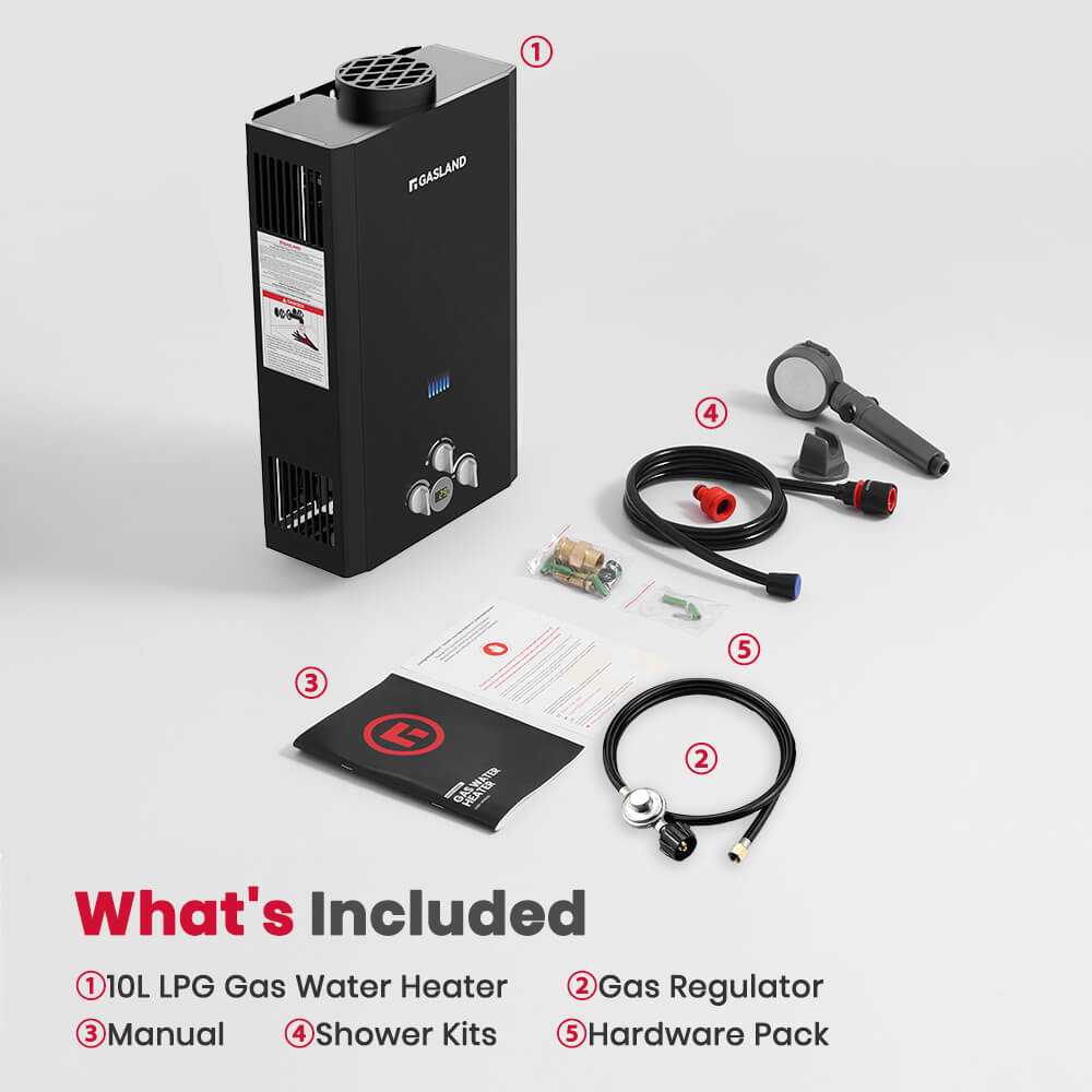 GASLAND-GASLAND Tankless Propane Water Heater - 10L Black