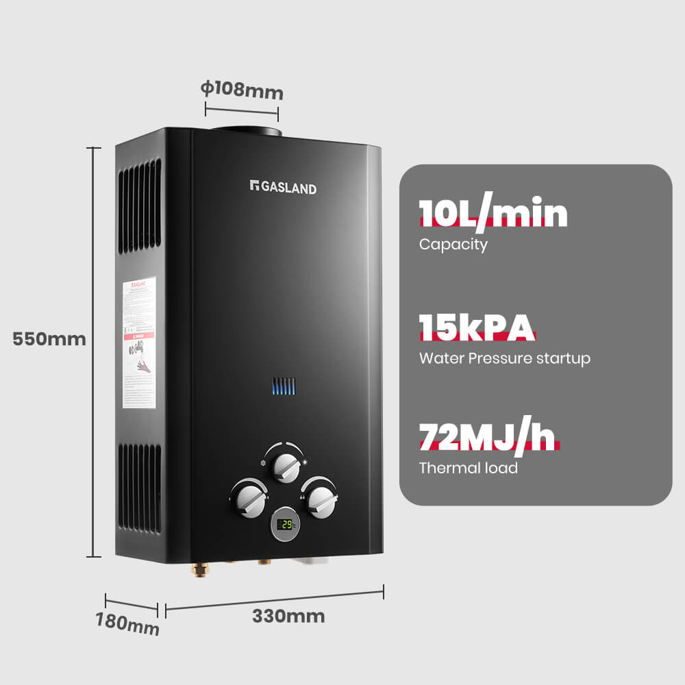 GASLAND-GASLAND Tankless Propane Water Heater - 10L Black