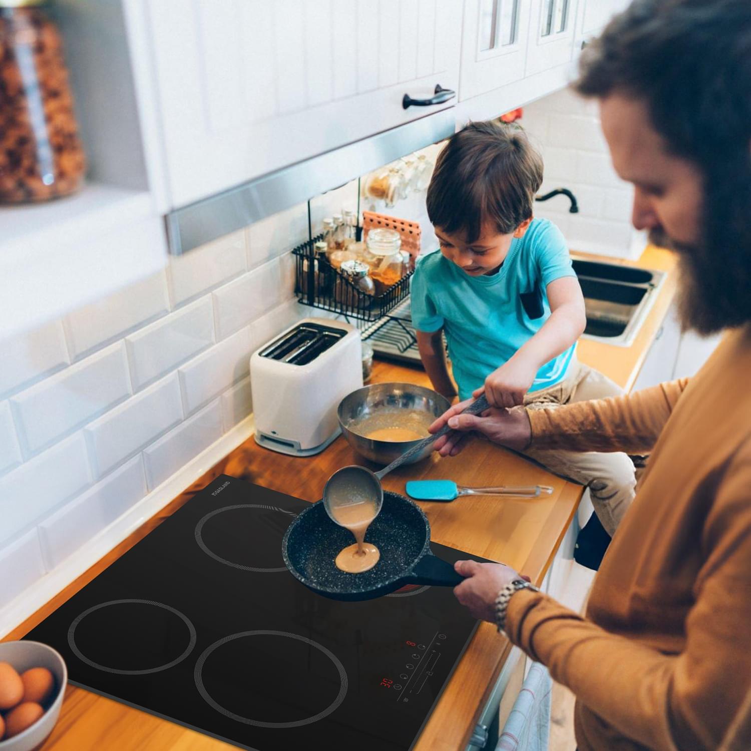 GASLAND-GASLAND 60cm 4 Burner Built-in Electric Ceramic Cooktop - 6000W Sensor Touch Control