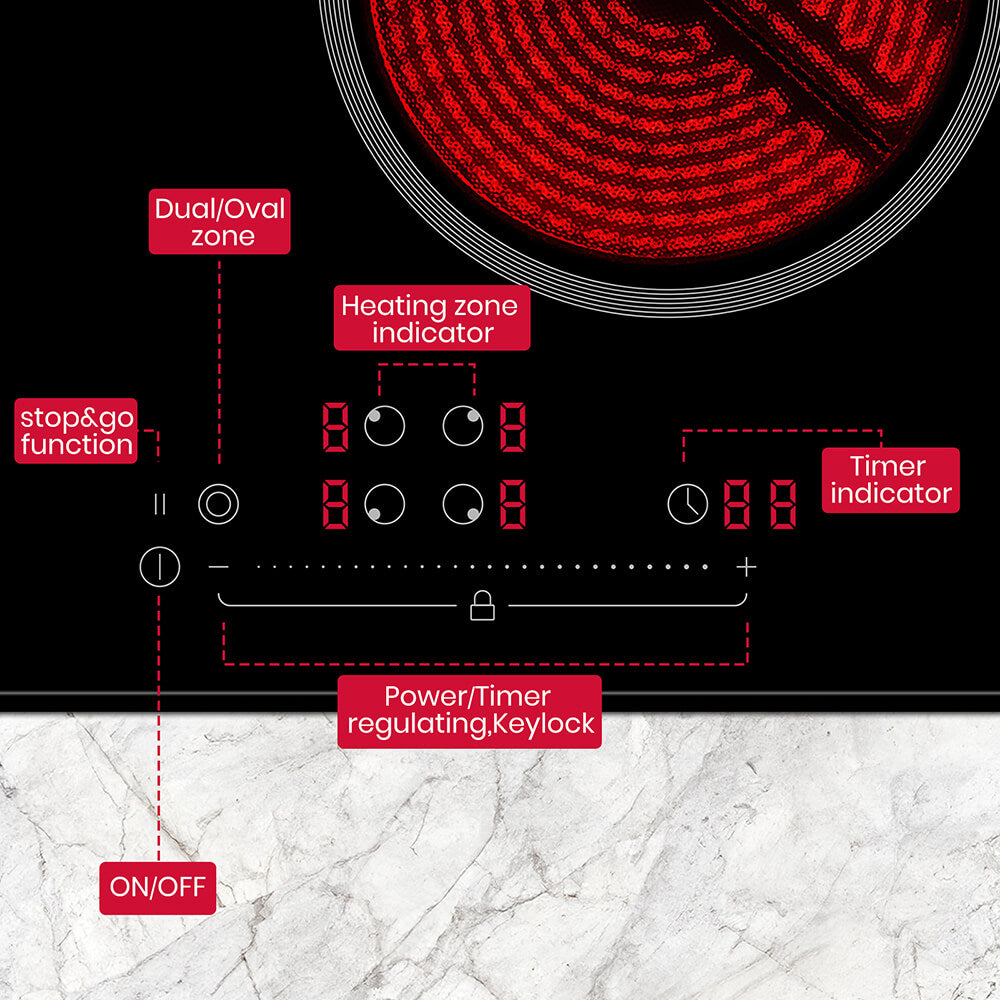 GASLAND-GASLAND 77cm 4 Burner Electric Ceramic Cooktop - 6600W Sensor Touch Control