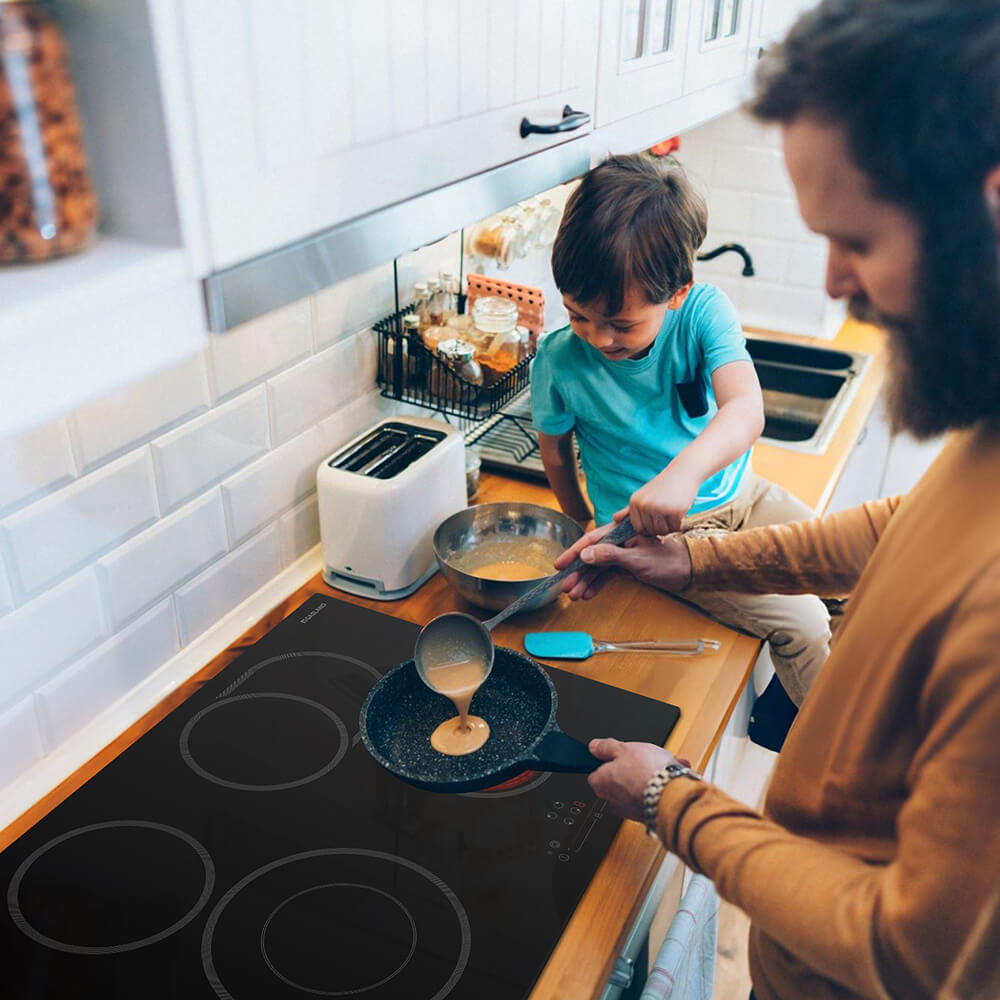 GASLAND-GASLAND 77cm 4 Burner Ceramic Electric Cooktop - 6600W Sensor Touch Control