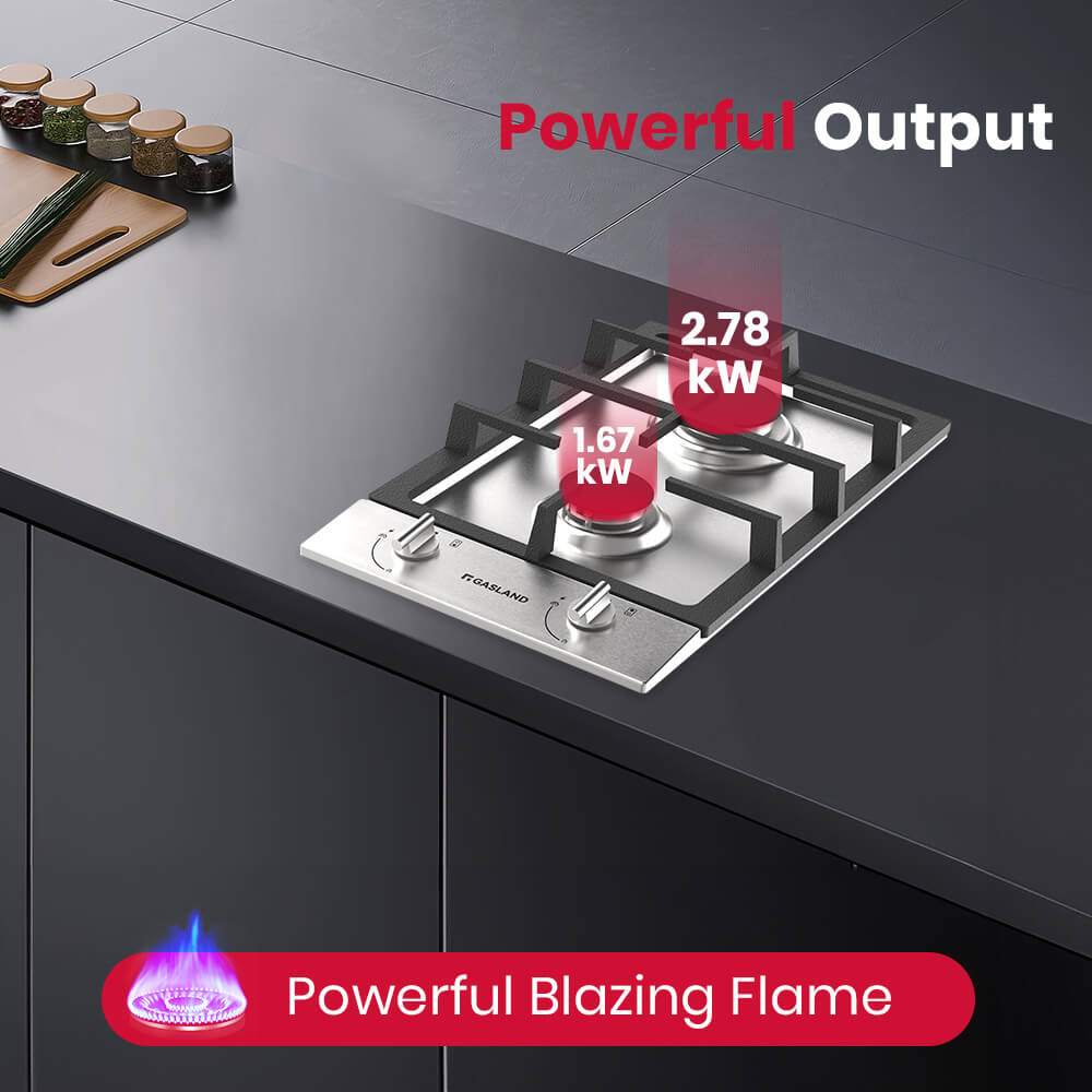 GASLAND-GASLAND 30cm 2 Burner Stainless Steel Gas Cooktop