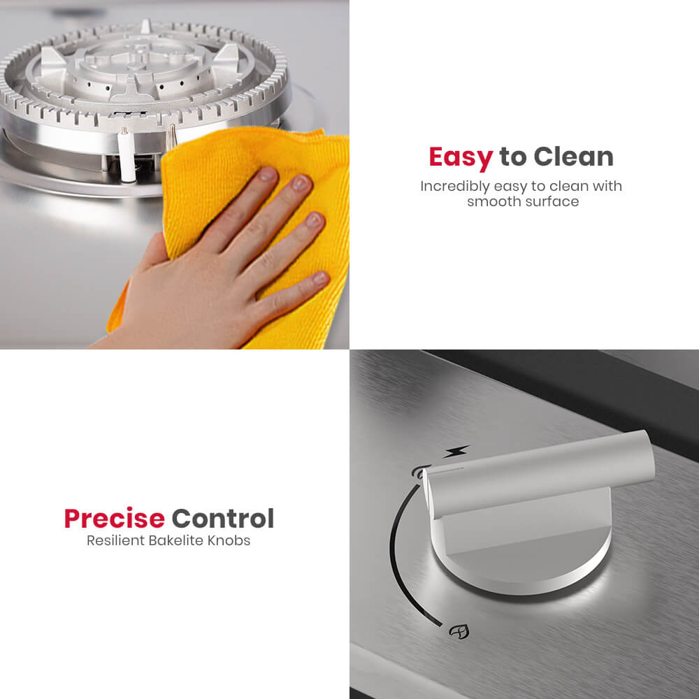 GASLAND-GASLAND 90cm 5 Burner Stainless Steel Tri-ring Gas Cooktop