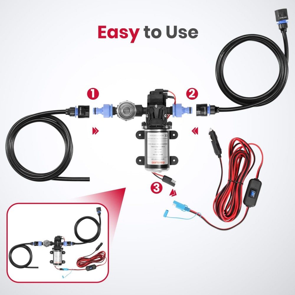GASLAND 12V DC 450 kPa Water Pressure Pump Kit