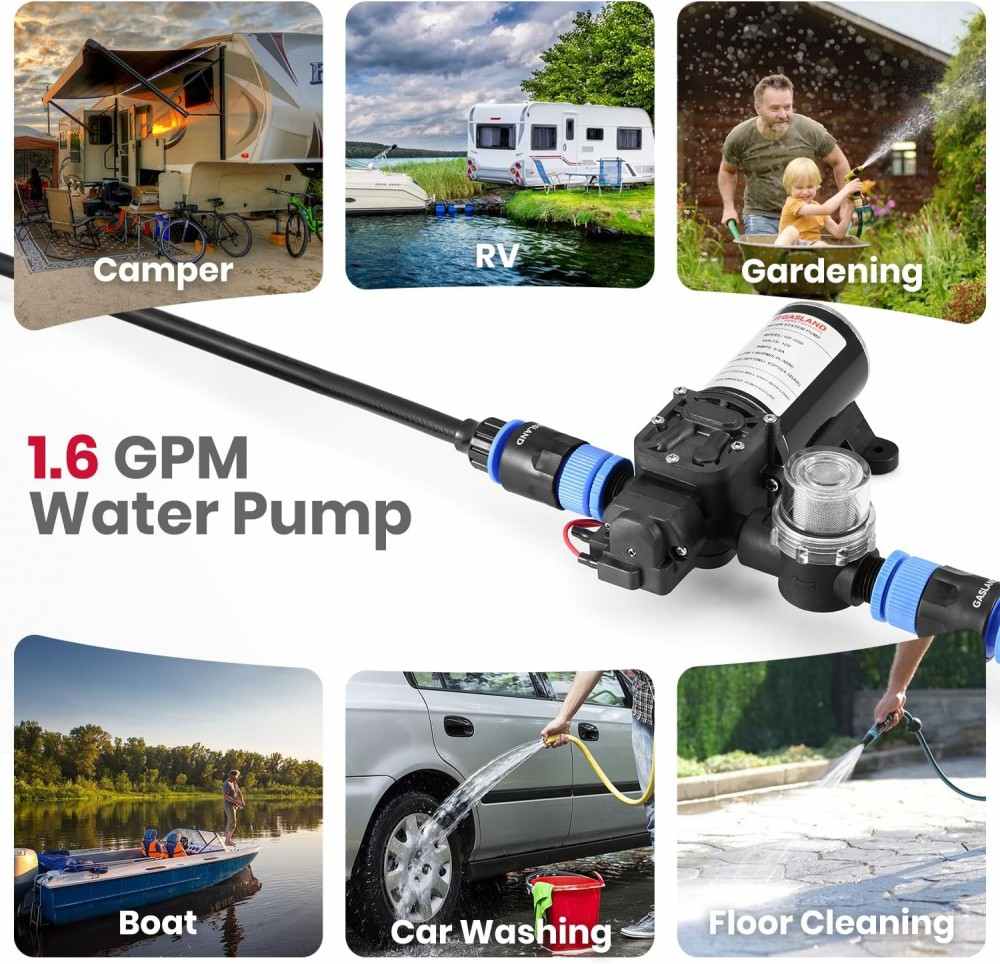 GASLAND 12V DC 450 kPa Water Pressure Pump Kit