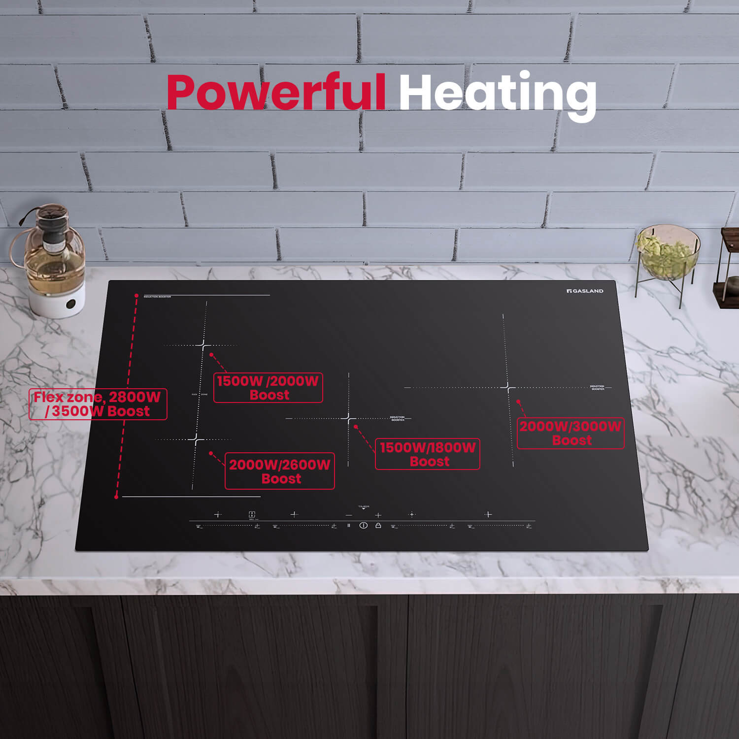 GASLAND-GASLAND 77cm 4 Burner Bridge Element Induction Cooktop with Griddle