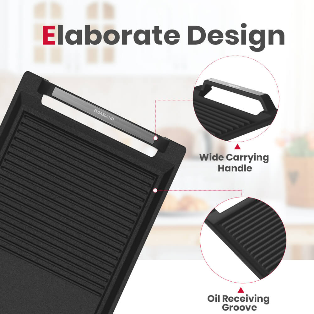GASLAND-GASLAND Rectangular 2-in-1 Cast Iron Grill/Griddle Pan for Induction Cooktop