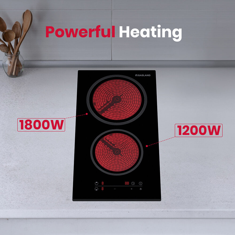 GASLAND-GASLAND 30cm 2 Burner Ceramic Electric Cooktop - 3000W Sensor Touch Control