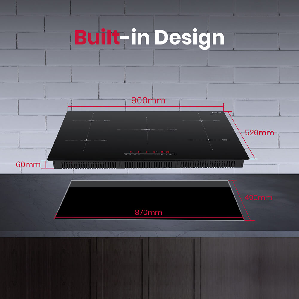 GASLAND-GASLAND 90cm 5 Burner Slider Touch Control Electric Induction Cooktop with Griddle
