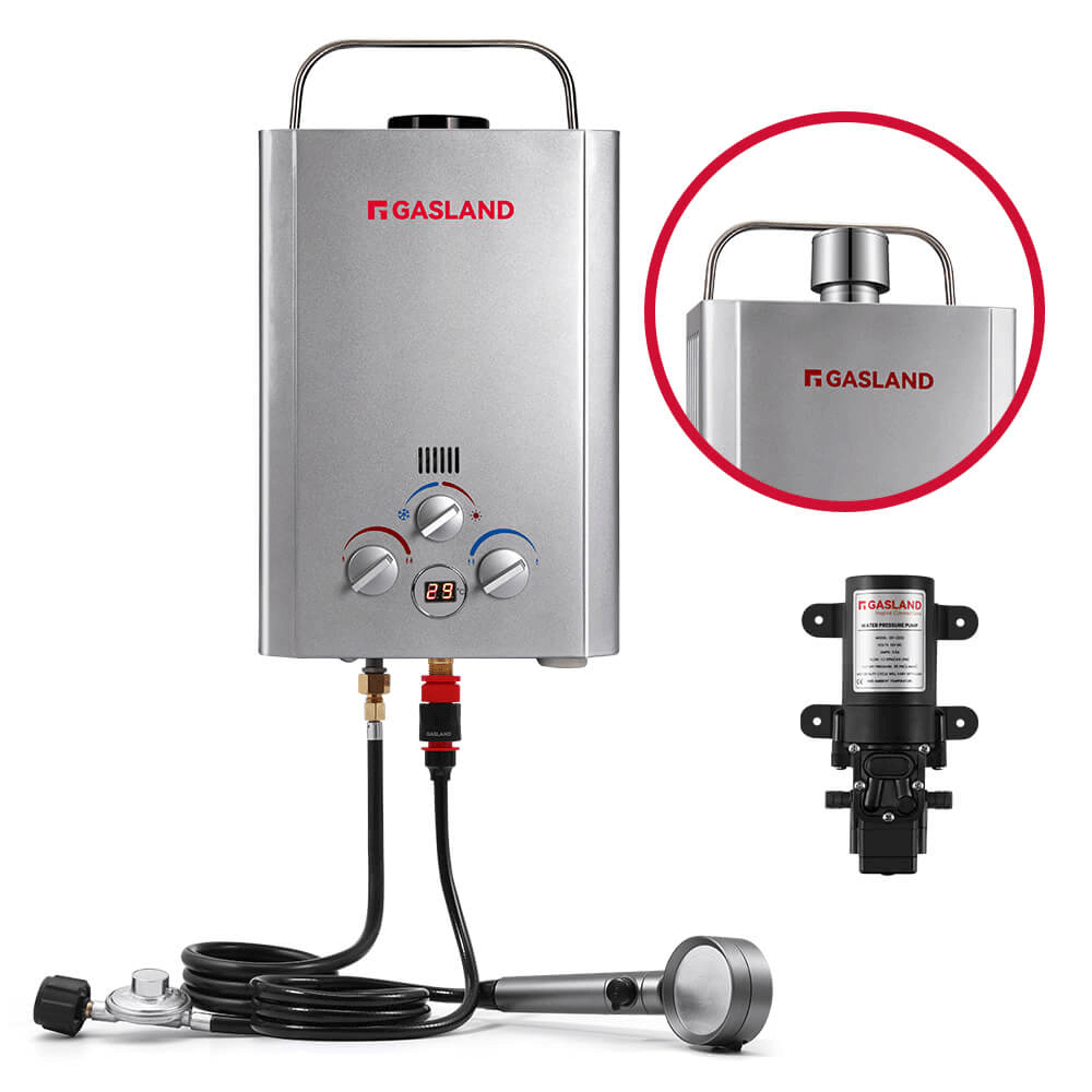 8L Tankless Propane Water Heater with Pump & Rain Cap