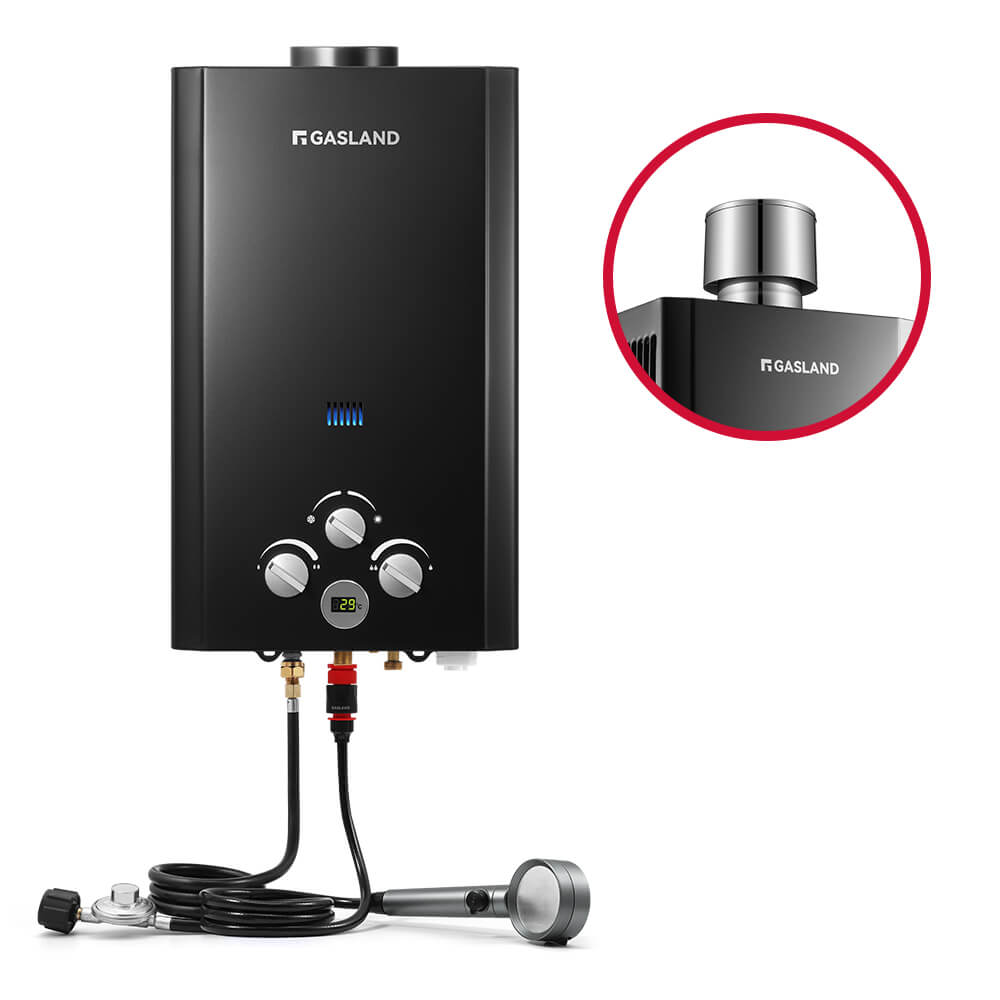 Tankless Propane Water Heater With Rain Cap - 10L Black