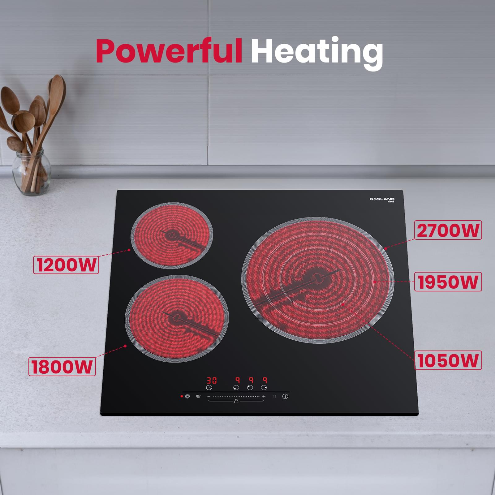 GASLAND-GASLAND 60cm 3 Burner Ultra Power Ceramic Electric Cooktop - 5700W Sensor Touch Control