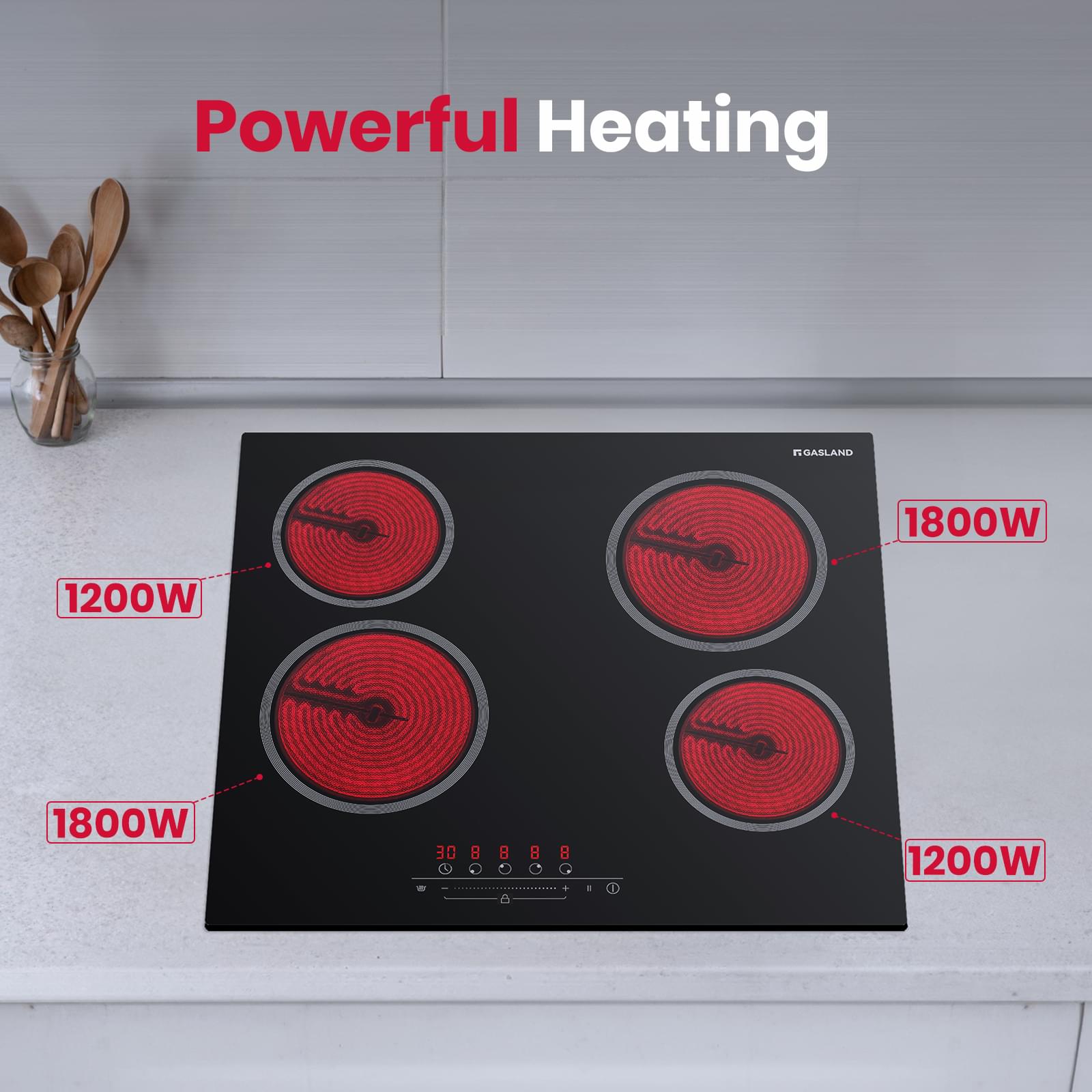 GASLAND-GASLAND 60cm 4 Burner Ceramic Electric Cooktop - 6000W Sensor Touch Control