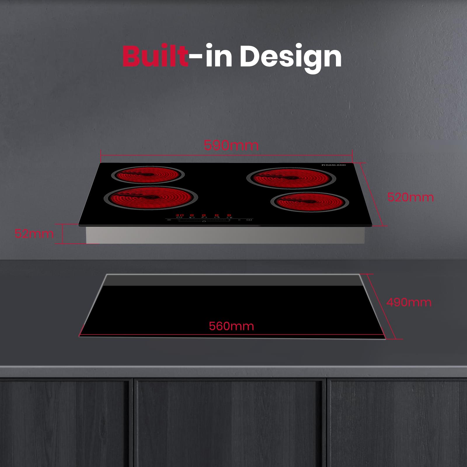 GASLAND-GASLAND 60cm 4 Burner Ceramic Electric Cooktop - 6000W Sensor Touch Control