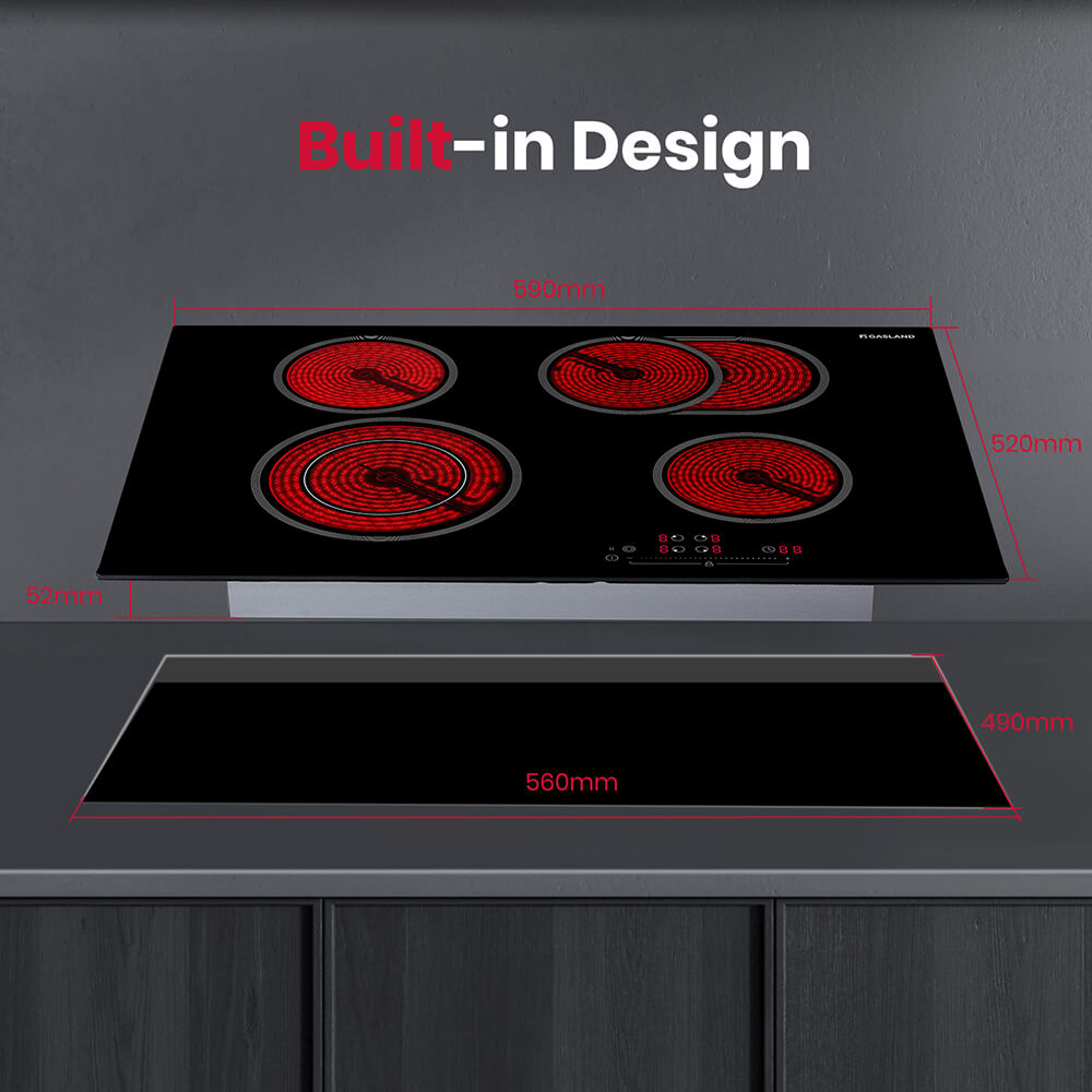 GASLAND chef 77cm 4 Burner 6600W Pro Style Built-in Electric Ceramic Cooktop
