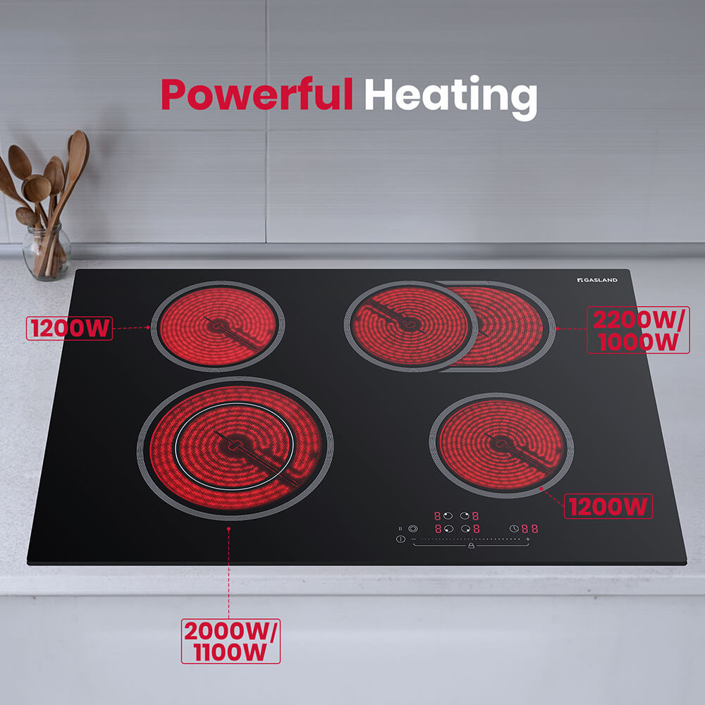 GASLAND-GASLAND 77cm 4 Burner Ceramic Electric Cooktop - 6600W Sensor Touch Control