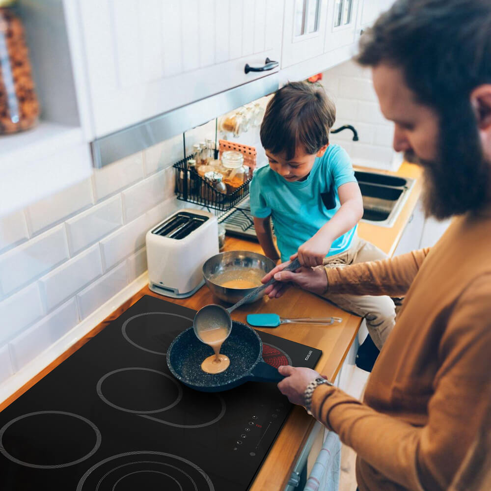 GASLAND-GASLAND 90cm 5 Burner Ceramic Electric Cooktop - Triple Ring 8500W Sensor Touch Control