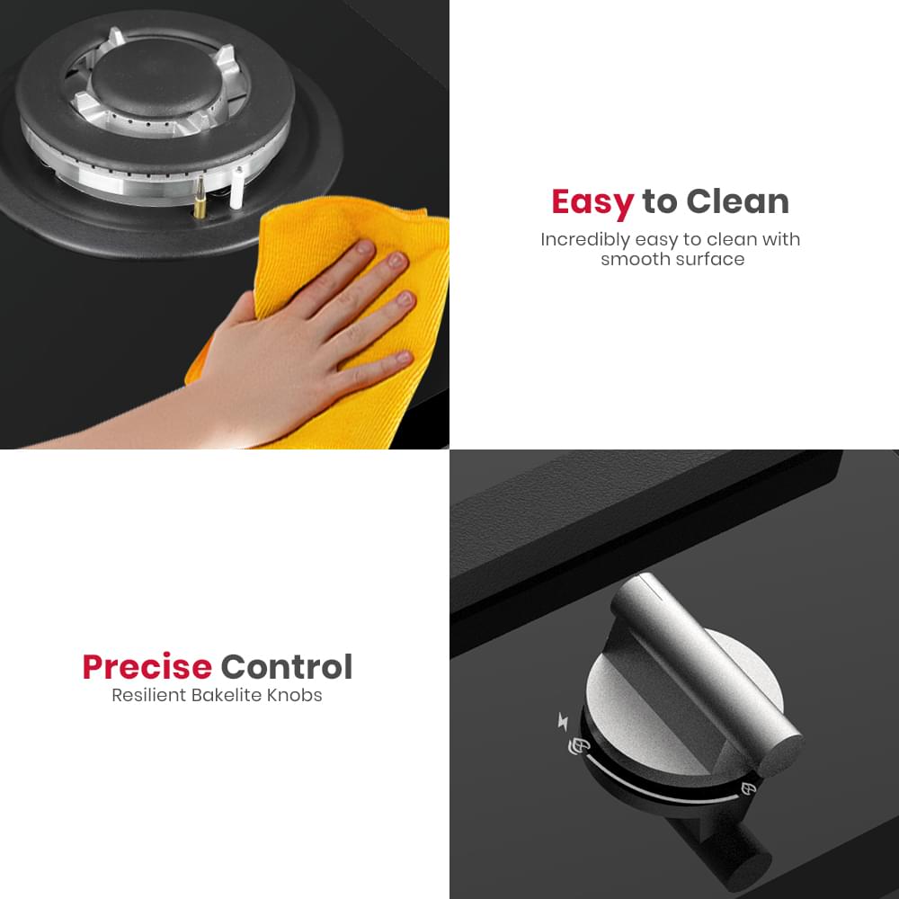 GASLAND-GASLAND 30cm Single Burner Black Tempered Glass Tri-ring Gas Cooktop