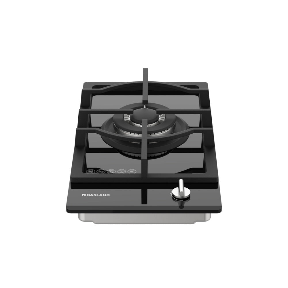 GASLAND 30cm Single Burner Black Tempered Glass Gas Cooktop With Griddle