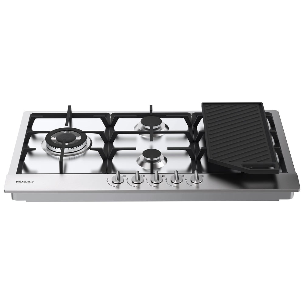 GASLAND Chef 90cm Gas Cooktop With Griddle 5 Burner Side Triple Ring
