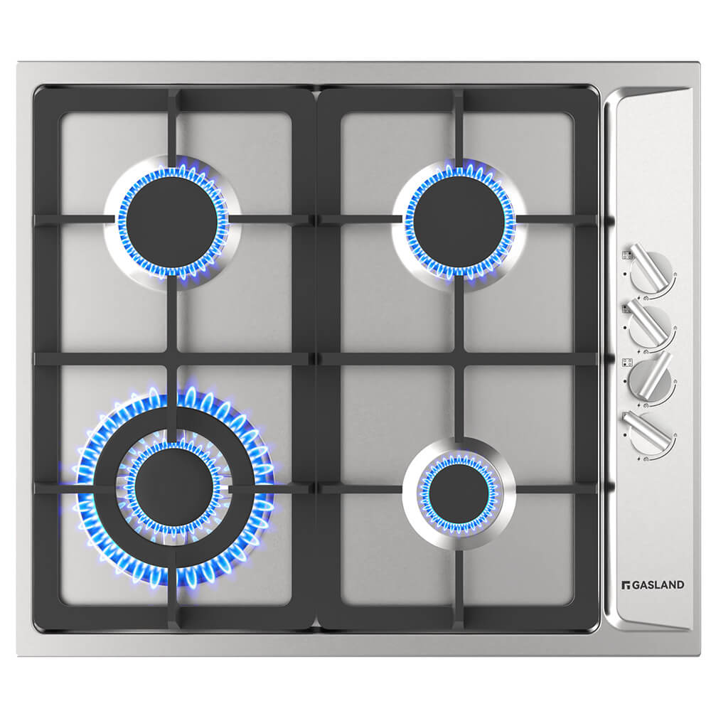 60cm 4 Burner Stainless Steel Tri-ring Gas Cooktop With Griddle