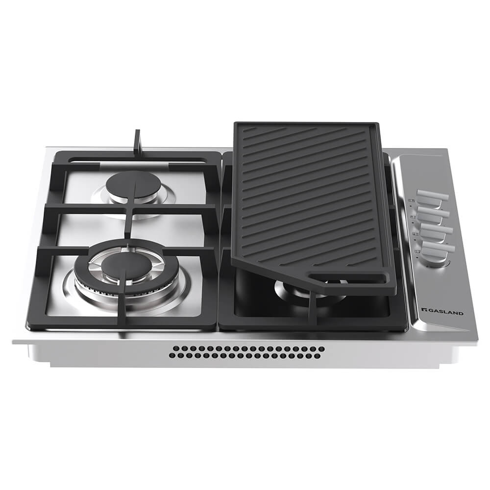 60cm 4 Burner Stainless Steel Tri-ring Gas Cooktop With Griddle