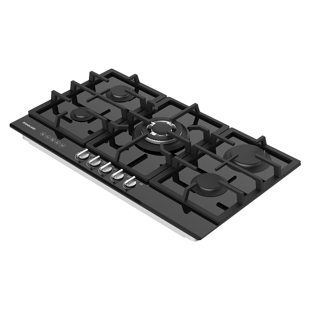 GASLAND-GASLAND 90cm 5 Burner Black Tempered Glass Tri-ring Gas Cooktop