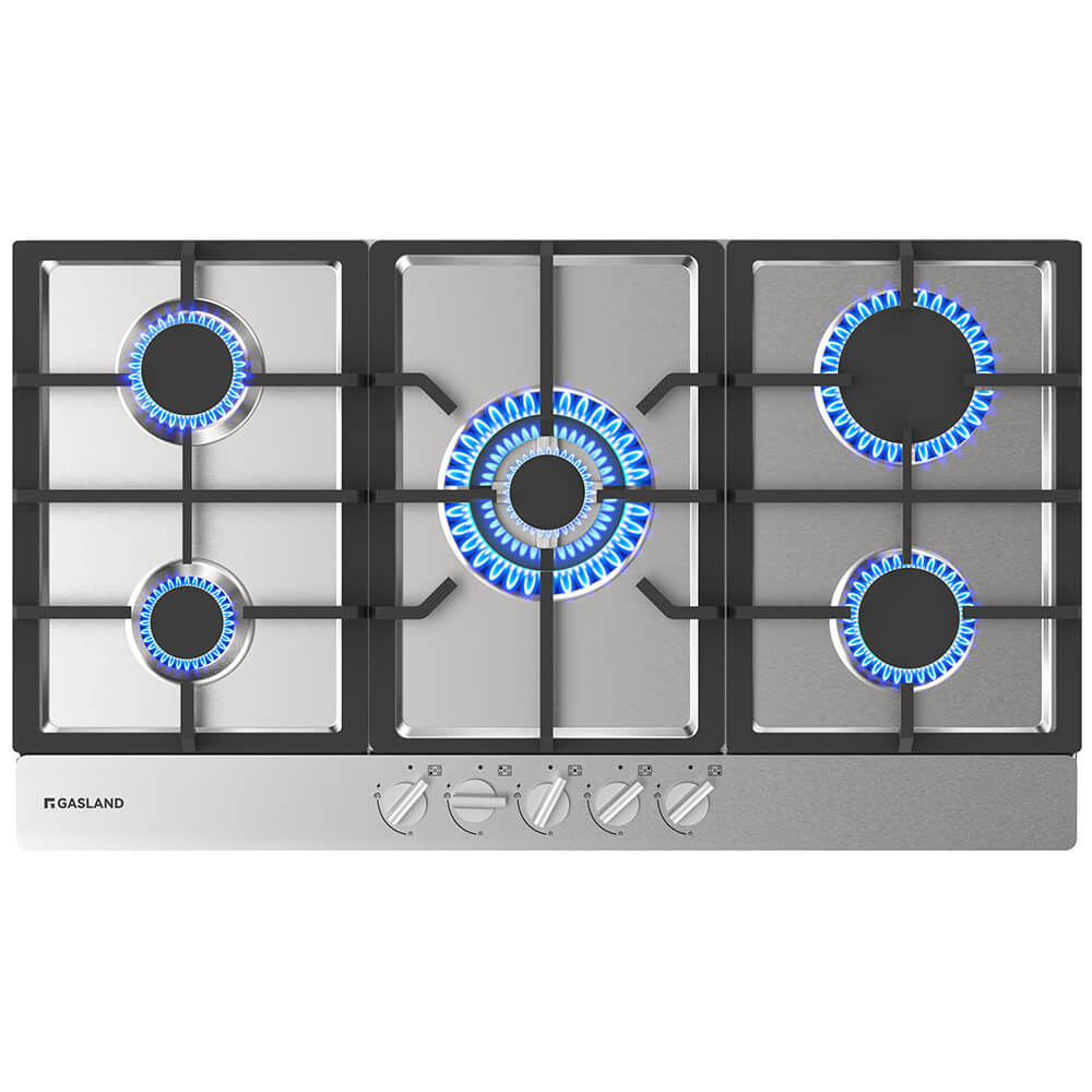 90cm 5 Burner Stainless Steel Tri-ring Gas Cooktop With Griddle