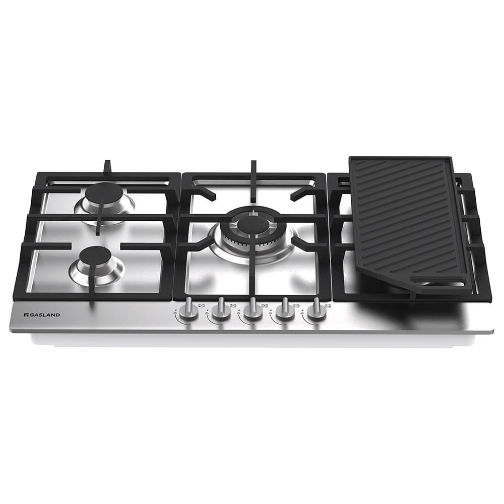 90cm 5 Burner Stainless Steel Tri-ring Gas Cooktop With Griddle