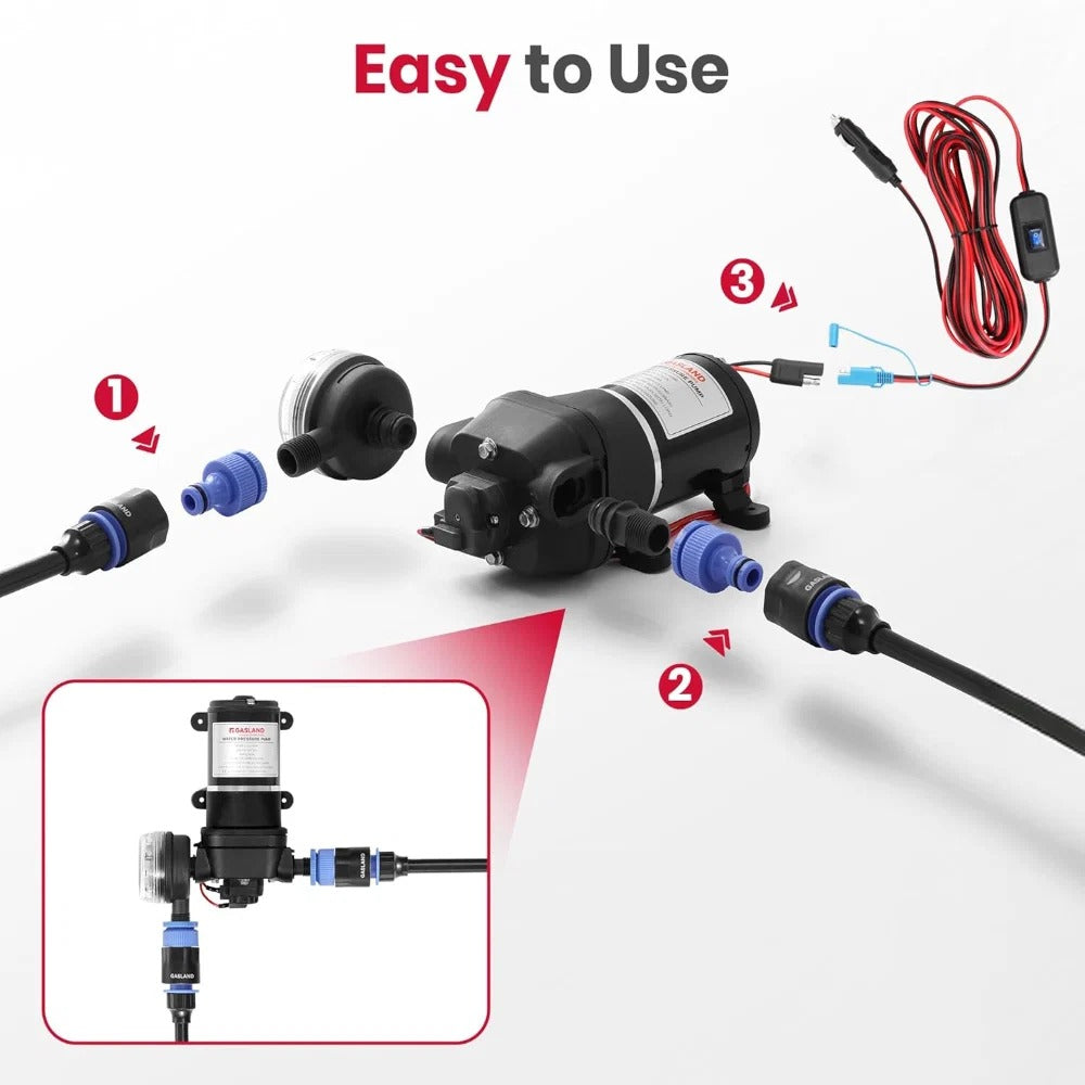 GASLAND 12V DC 450 kPa Water Pressure Pump Kit