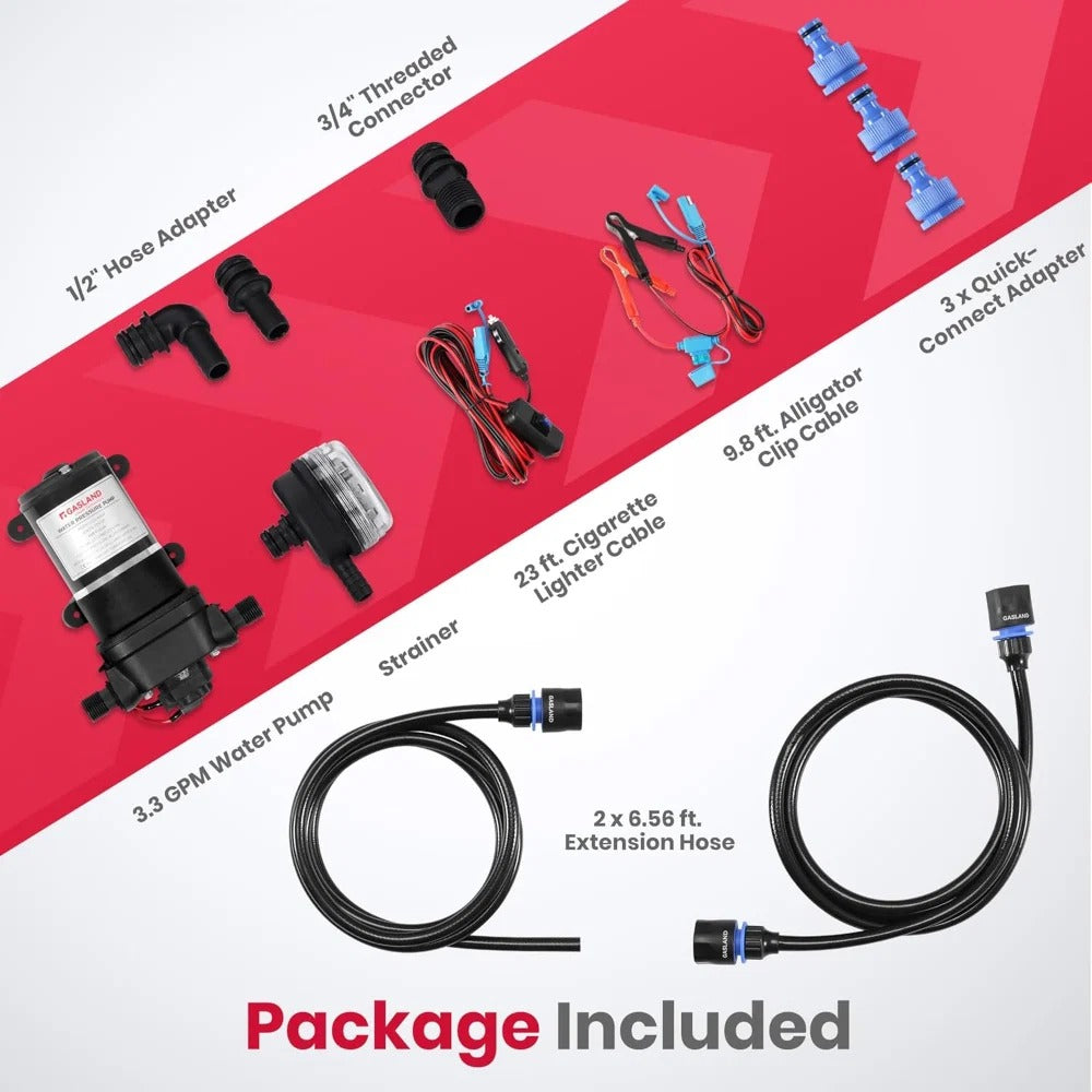GASLAND 12V DC 450 kPa Water Pressure Pump Kit
