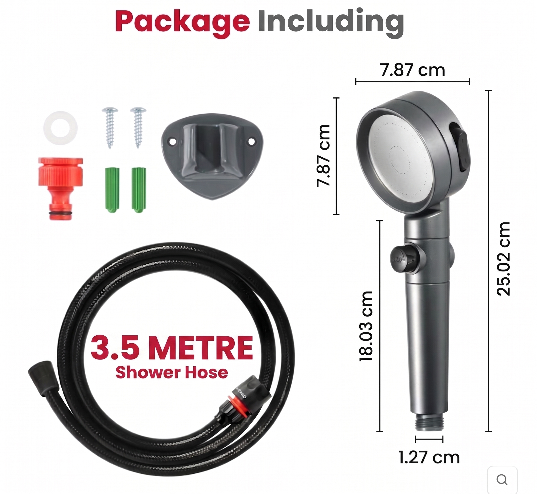 GASLAND High-Pressure Shower Head with 3.5 m Long Hose