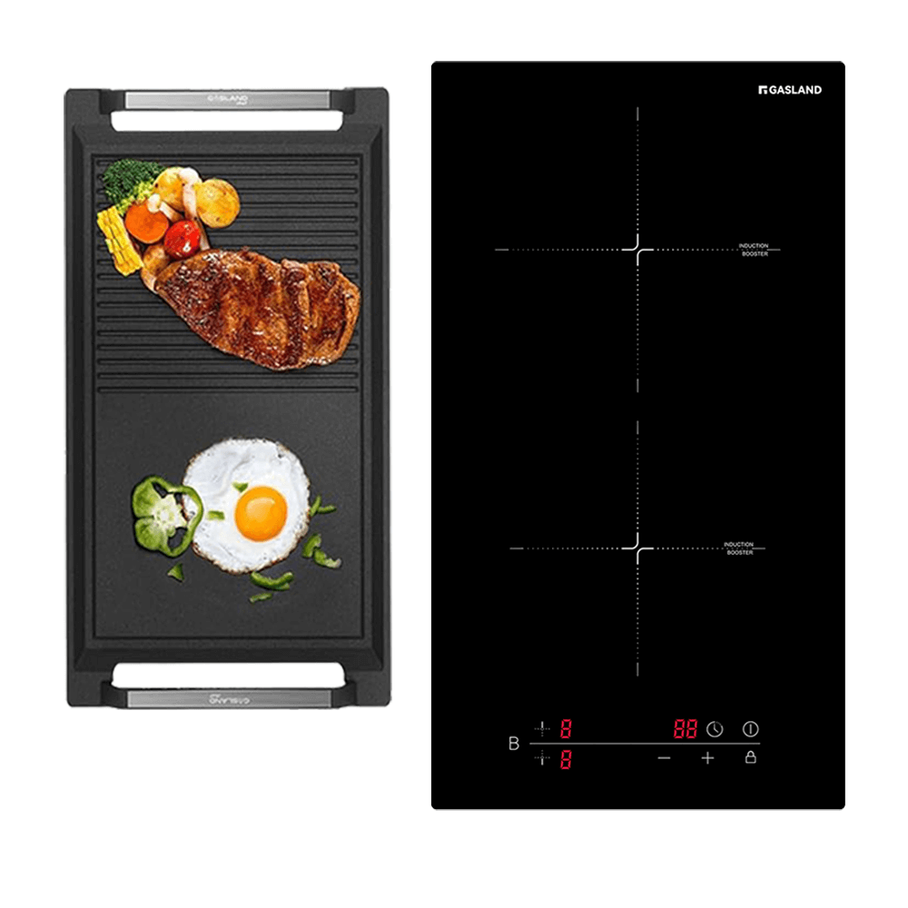 30cm 2 Burner Touch Control Induction Cooktop with Griddle