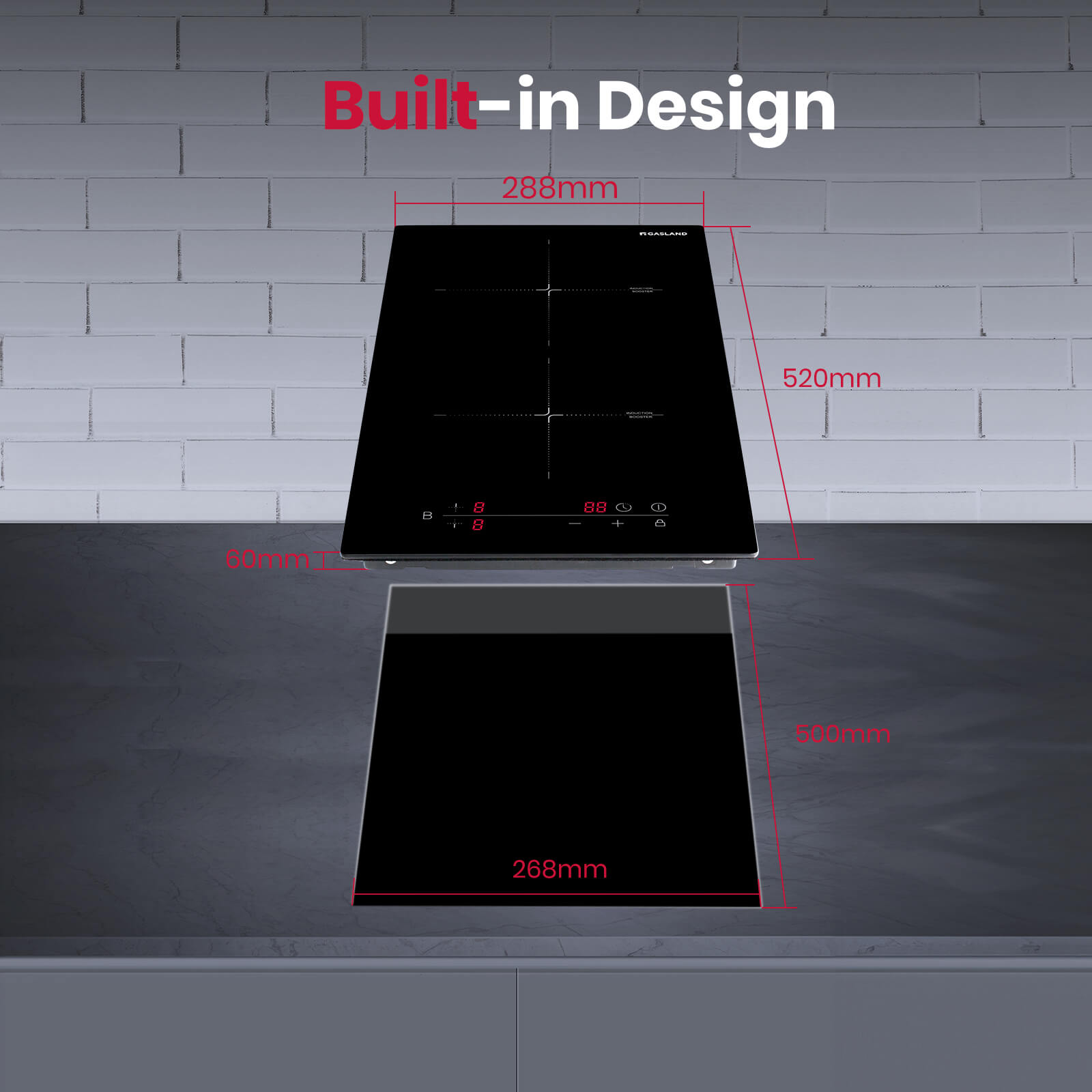 GASLAND-GASLAND 30cm 2 Burner 3800W Touch Control Electric Induction Cooktop