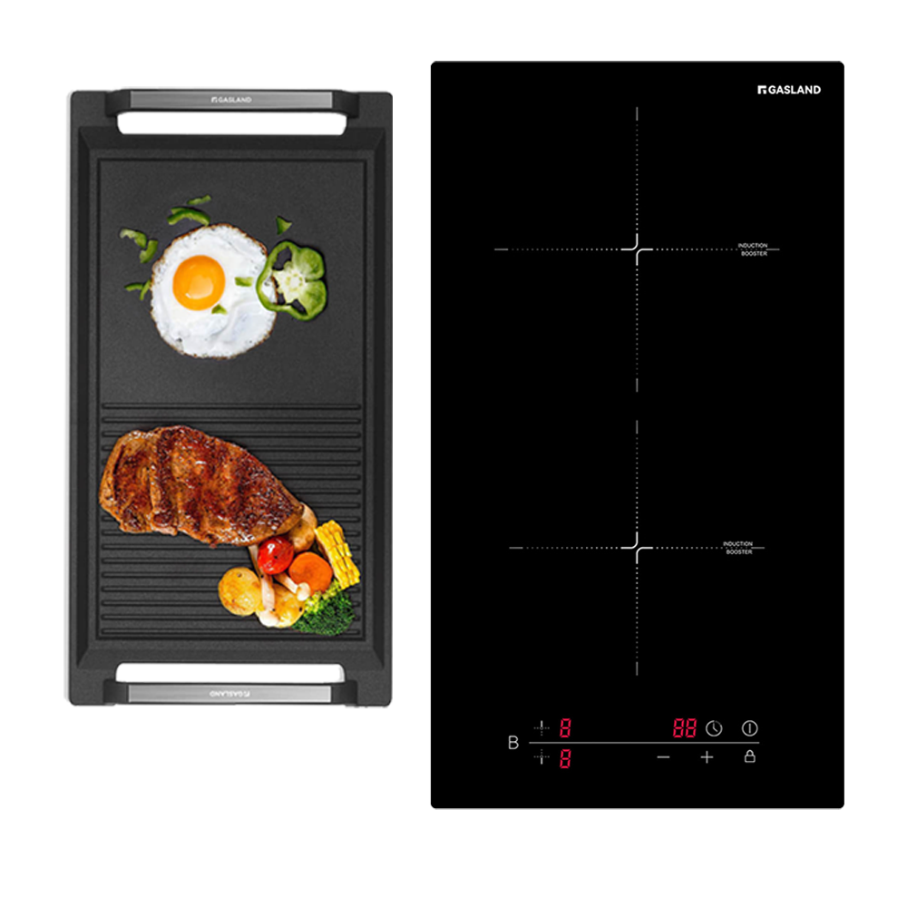 30cm 2 Burner Touch Control Induction Cooktop with Griddle