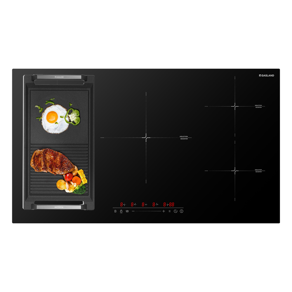 90cm 5 Burner Ultra Power Slider Touch Control Electric Induction Cooktop with Griddle