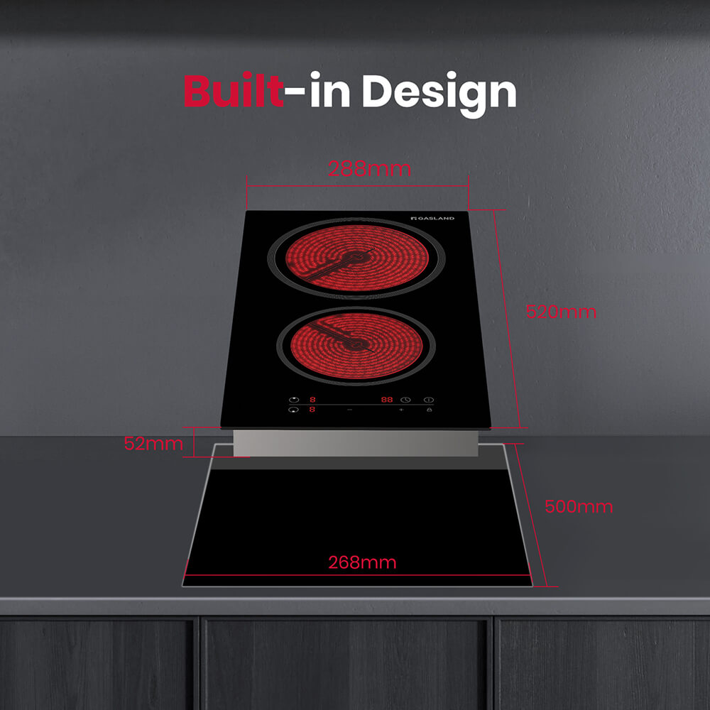 GASLAND-GASLAND 30cm 2 Burner Ceramic Electric Cooktop - 3000W Sensor Touch Control