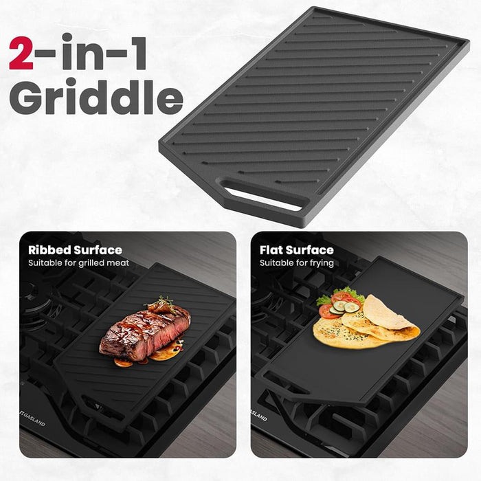 GASLAND-GASLAND 2-in-1 Reversible Cast Iron Grill/Griddle For Gas Cooktop