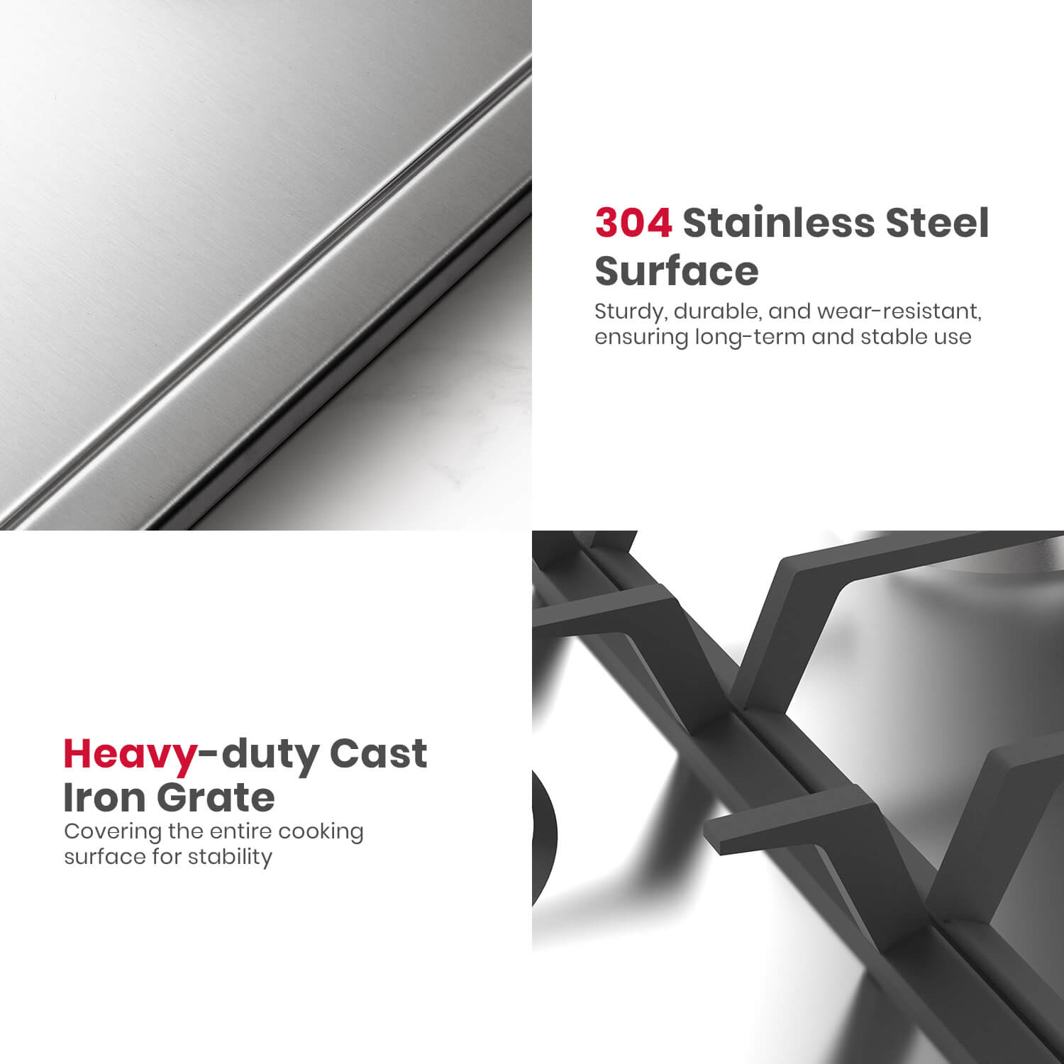 GASLAND-GASLAND 30cm 2 Burner Stainless Steel Gas Cooktop With Griddle
