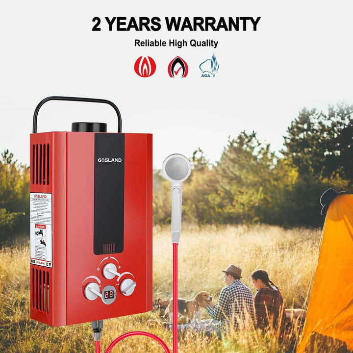 GASLAND Portable Gas Hot Water Heater Outdoor Camping Instant RV Shower Red
